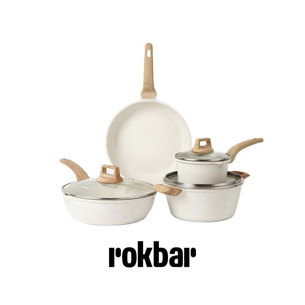 CAROTE Granit Putih Antilengket Peralatan Masak Dapur 7PCS